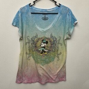 Disneyland Resort Walt World Rainbow Ombre Minnie Mouse Short Sleeve Size XL